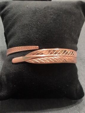 Rose Gold Feather Wrap Cuff Bracelet